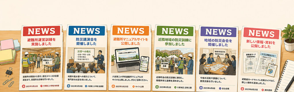 ニュースのチラシを並べている