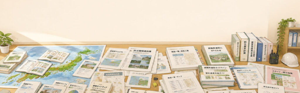 沢山の防災資料が置かれている